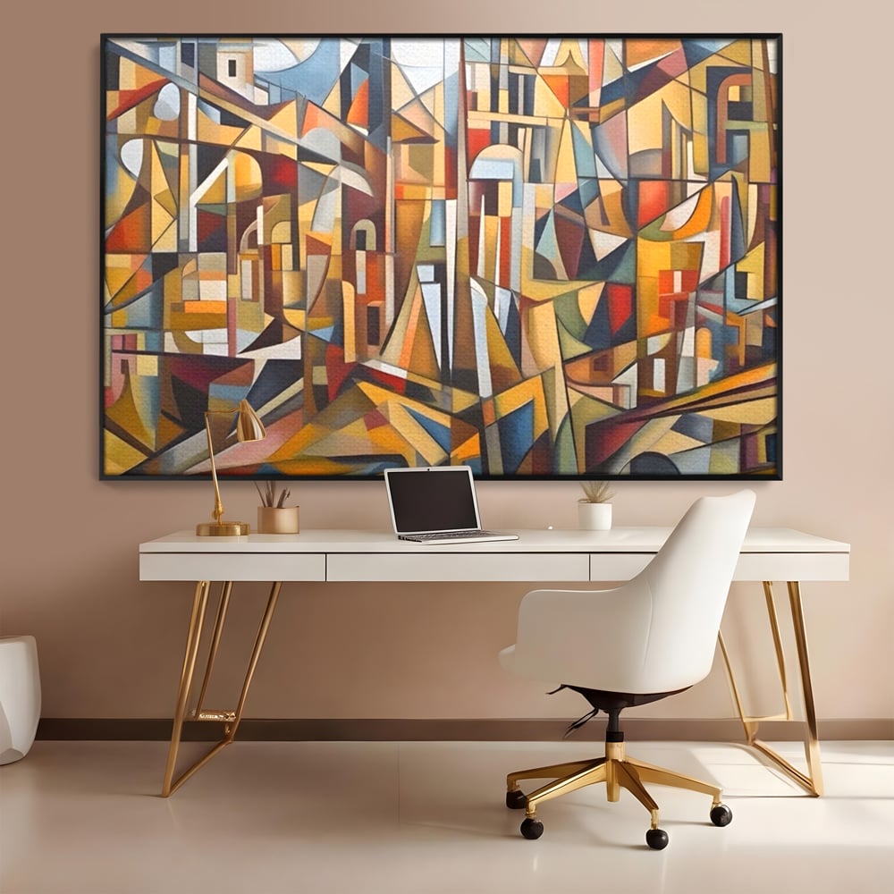 Tablou Canvas Premium LuxCanva® A1608, Oras Mozaic , Room, Abstract, Decorativ, Colorat, Dormitor, Culori Vibrante