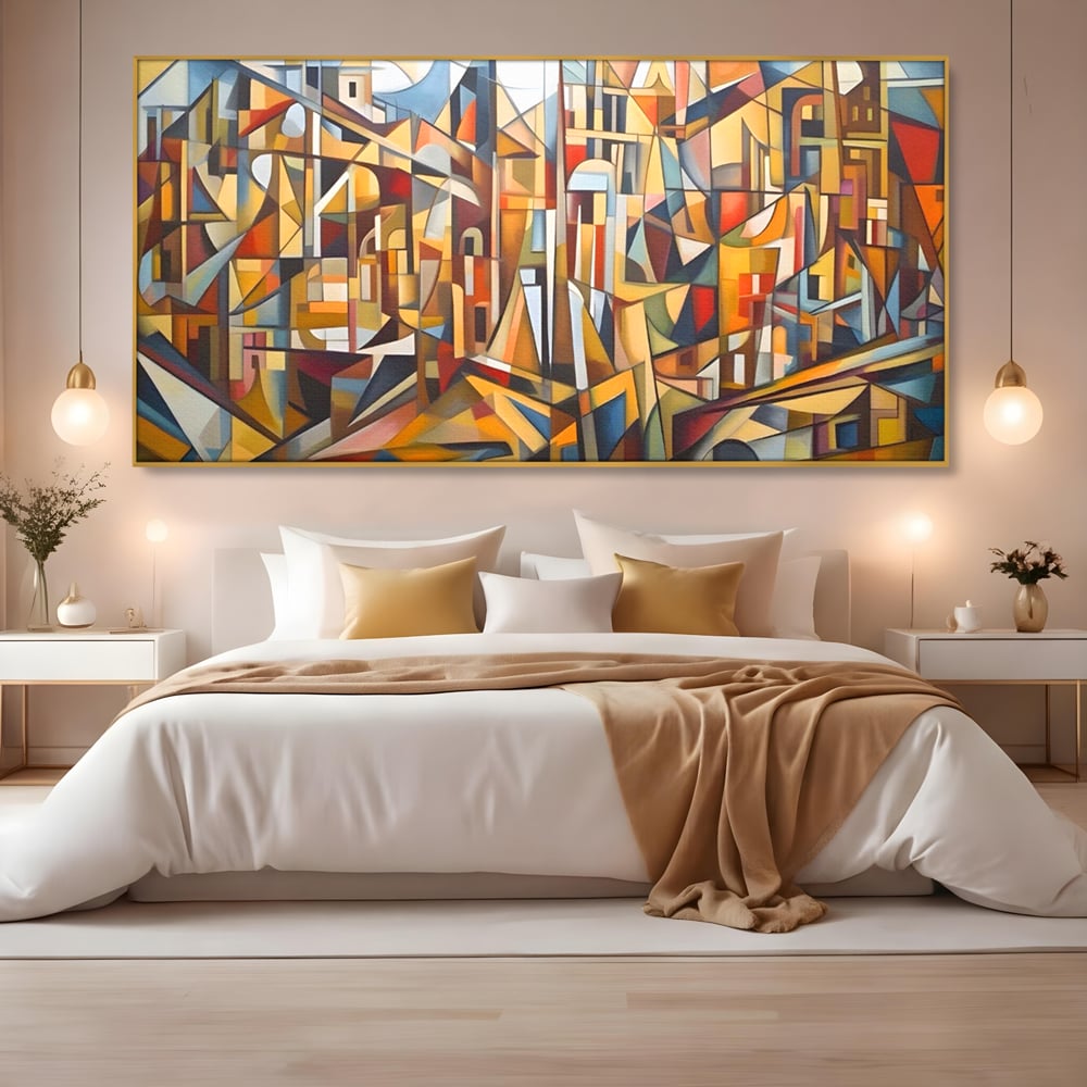 Tablou Canvas Premium LuxCanva® A1608, Oras Mozaic , Room, Abstract, Decorativ, Colorat, Dormitor, Culori Vibrante