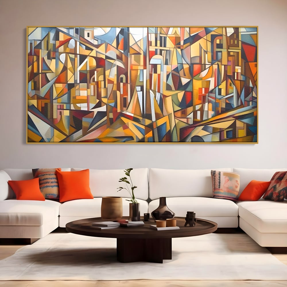 Tablou Canvas Premium LuxCanva® A1608, Oras Mozaic , Room, Abstract, Decorativ, Colorat, Dormitor, Culori Vibrante