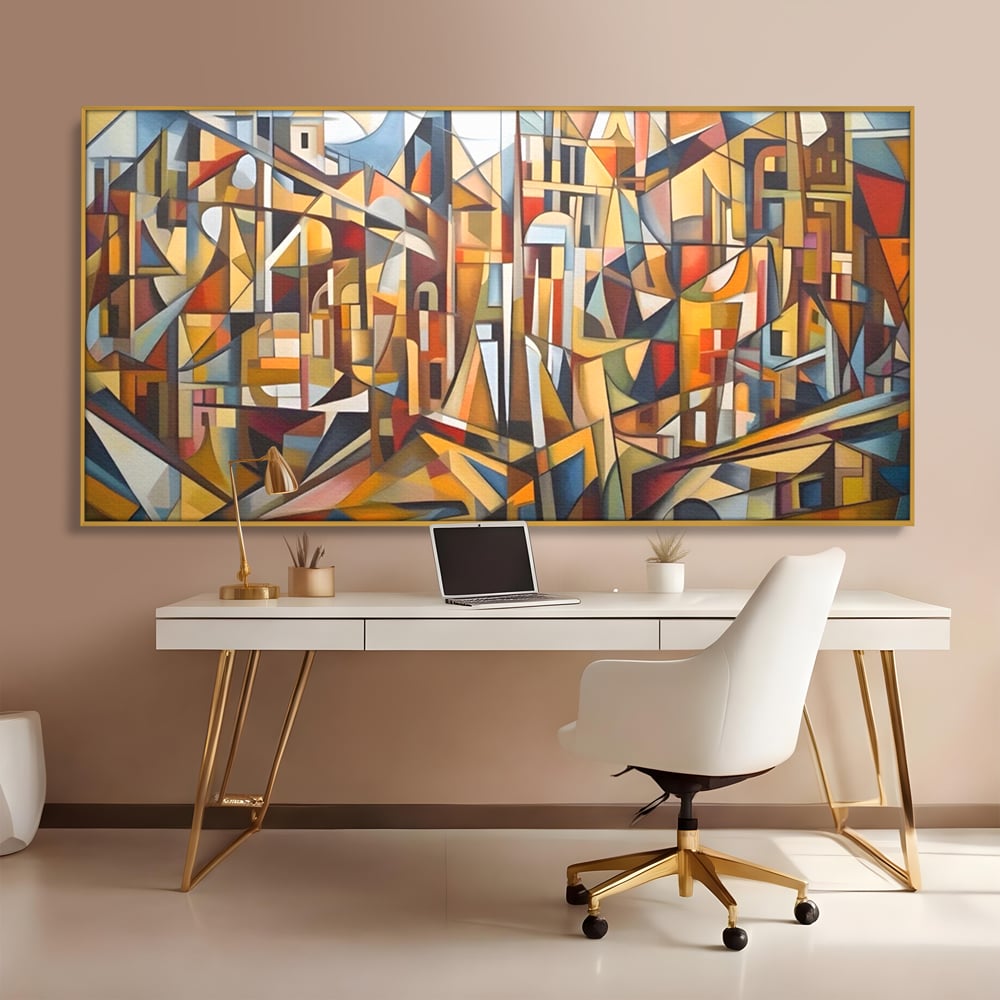 Tablou Canvas Premium LuxCanva® A1608, Oras Mozaic , Room, Abstract, Decorativ, Colorat, Dormitor, Culori Vibrante