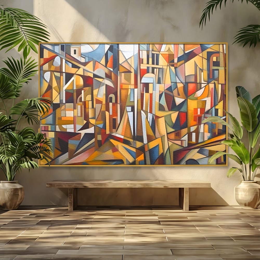 Tablou Canvas Premium LuxCanva® A1608, Oras Mozaic , Room, Abstract, Decorativ, Colorat, Dormitor, Culori Vibrante