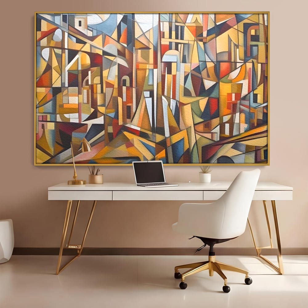 Tablou Canvas Premium LuxCanva® A1608, Oras Mozaic , Room, Abstract, Decorativ, Colorat, Dormitor, Culori Vibrante