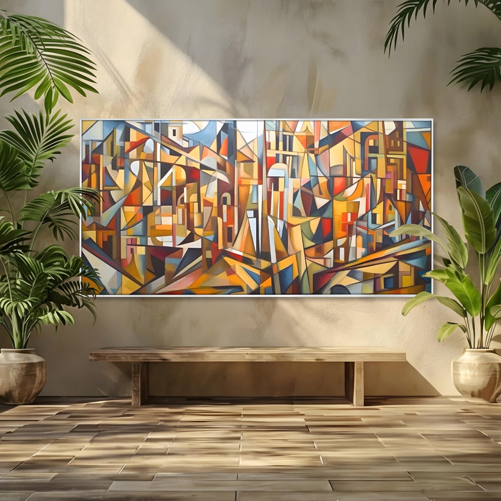 Tablou Canvas Premium LuxCanva® A1608, Oras Mozaic , Room, Abstract, Decorativ, Colorat, Dormitor, Culori Vibrante