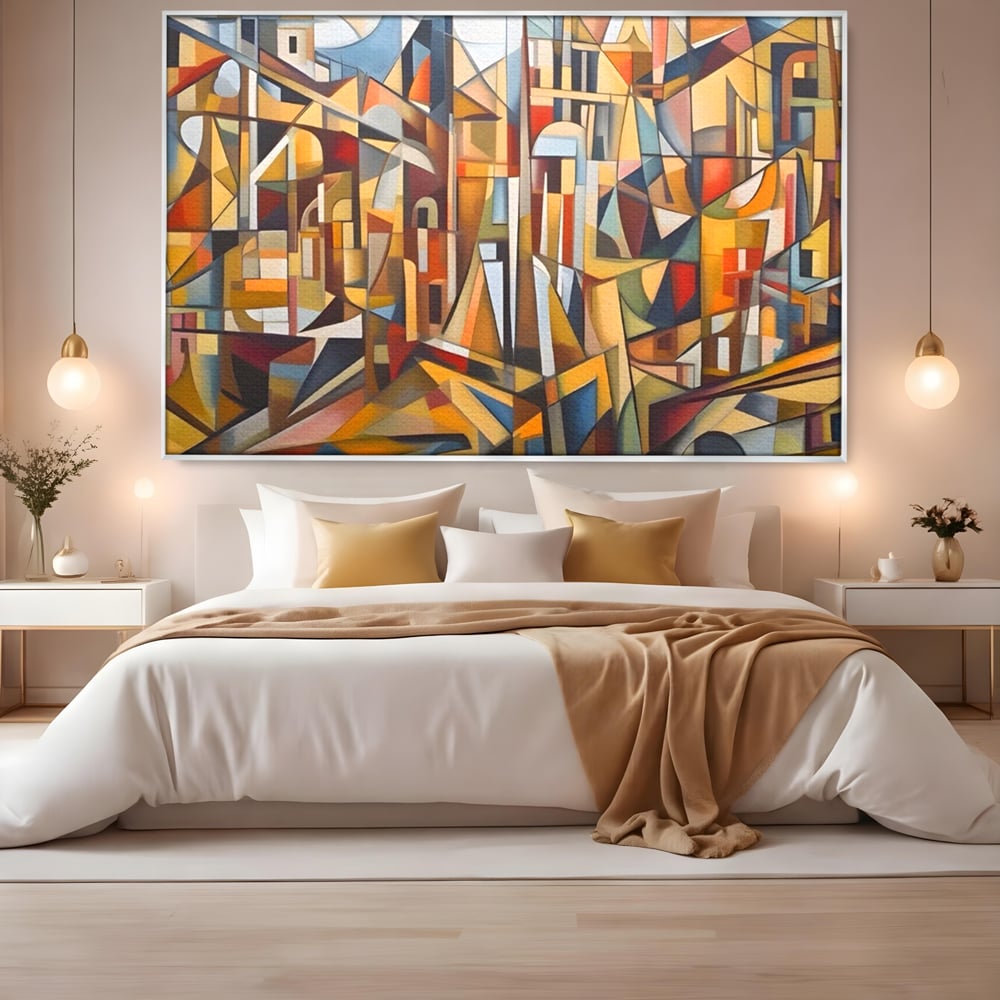 Tablou Canvas Premium LuxCanva® A1608, Oras Mozaic , Room, Abstract, Decorativ, Colorat, Dormitor, Culori Vibrante