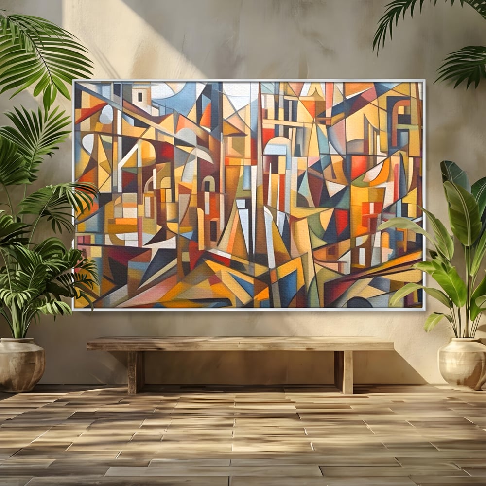 Tablou Canvas Premium LuxCanva® A1608, Oras Mozaic , Room, Abstract, Decorativ, Colorat, Dormitor, Culori Vibrante
