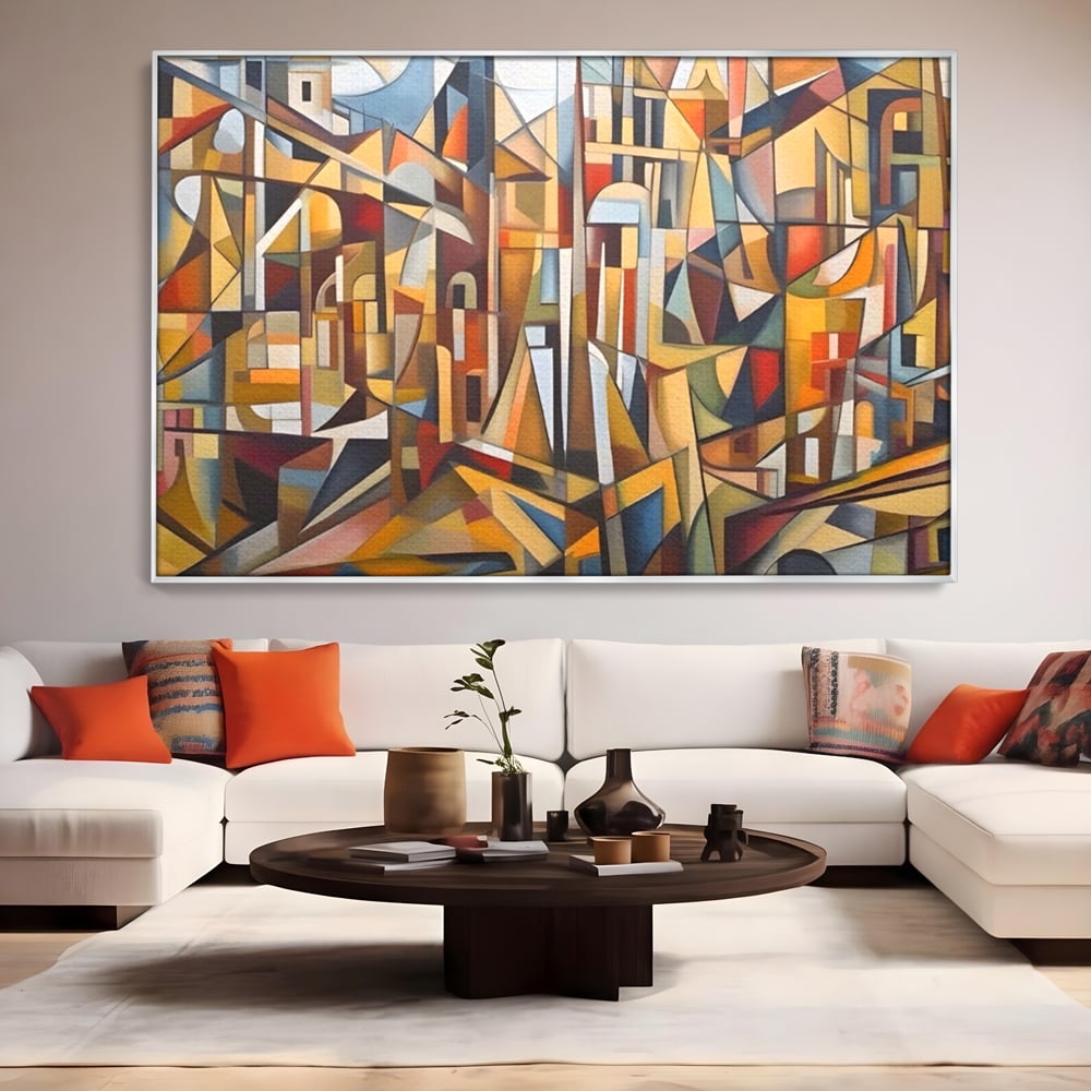 Tablou Canvas Premium LuxCanva® A1608, Oras Mozaic , Room, Abstract, Decorativ, Colorat, Dormitor, Culori Vibrante