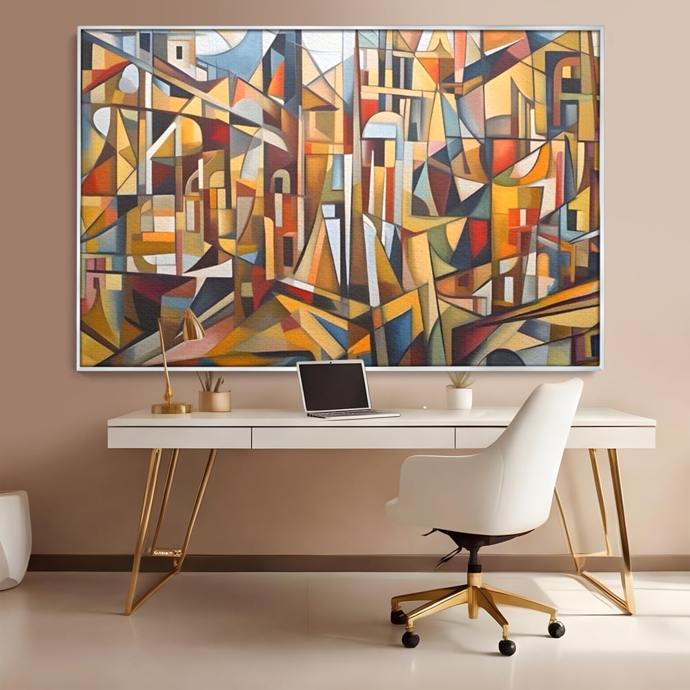 Tablou Canvas Premium LuxCanva® A1608, Oras Mozaic , Room, Abstract, Decorativ, Colorat, Dormitor, Culori Vibrante