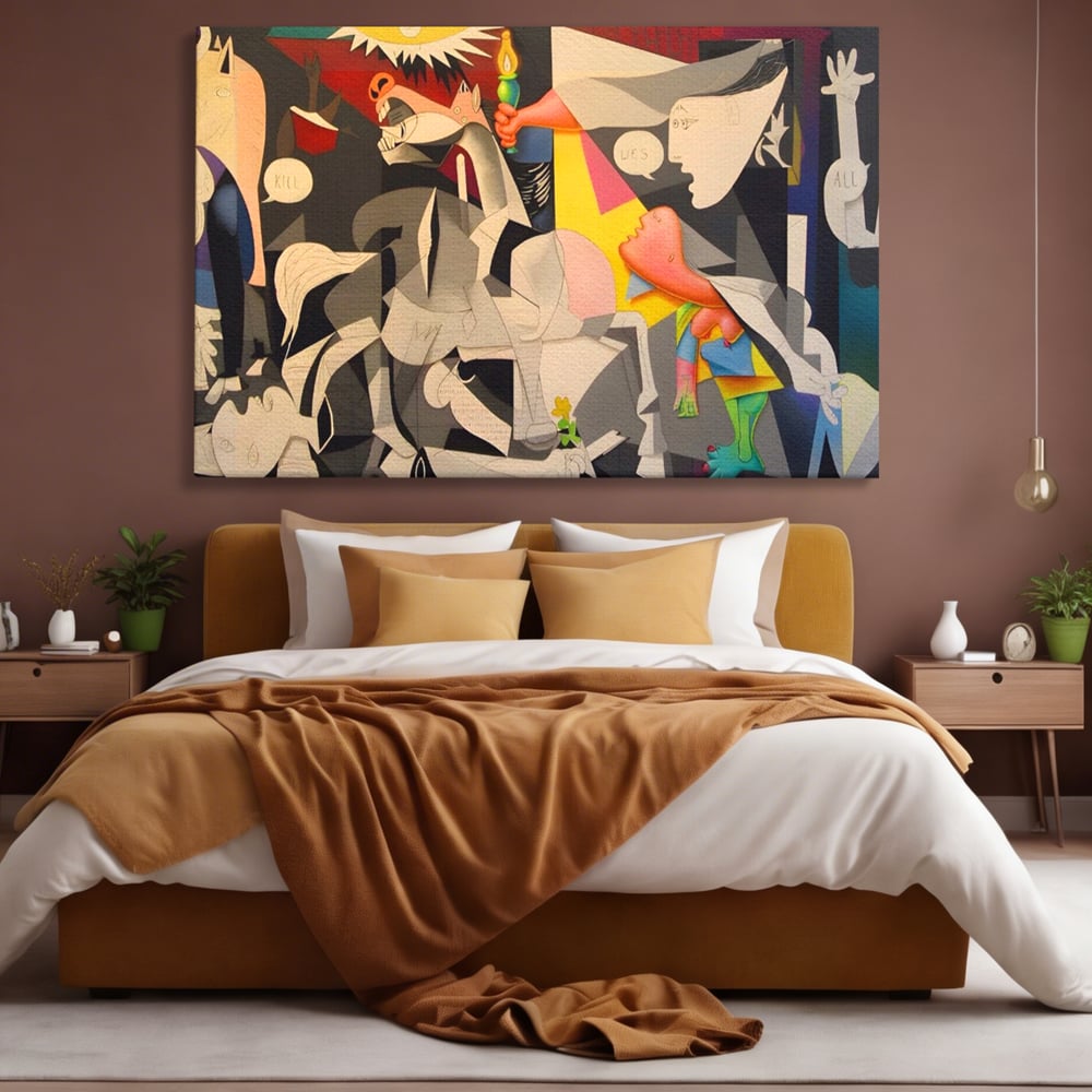 Tablou Canvas Premium LuxCanva® A1609, Guernica , Room, Pablo Picasso, Spatiu Simbolic, Patria Libertatii Basce, Abstract, Dormitor, Culori Vibrante