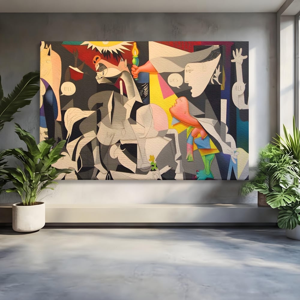 Tablou Canvas Premium LuxCanva® A1609, Guernica , Room, Pablo Picasso, Spatiu Simbolic, Patria Libertatii Basce, Abstract, Dormitor, Culori Vibrante