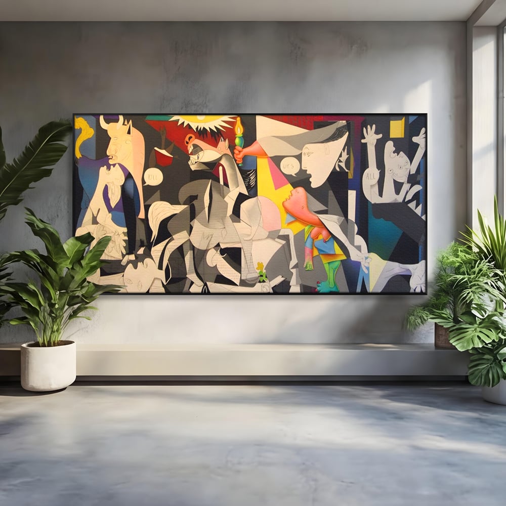 Tablou Canvas Premium LuxCanva® A1609, Guernica , Room, Pablo Picasso, Spatiu Simbolic, Patria Libertatii Basce, Abstract, Dormitor, Culori Vibrante