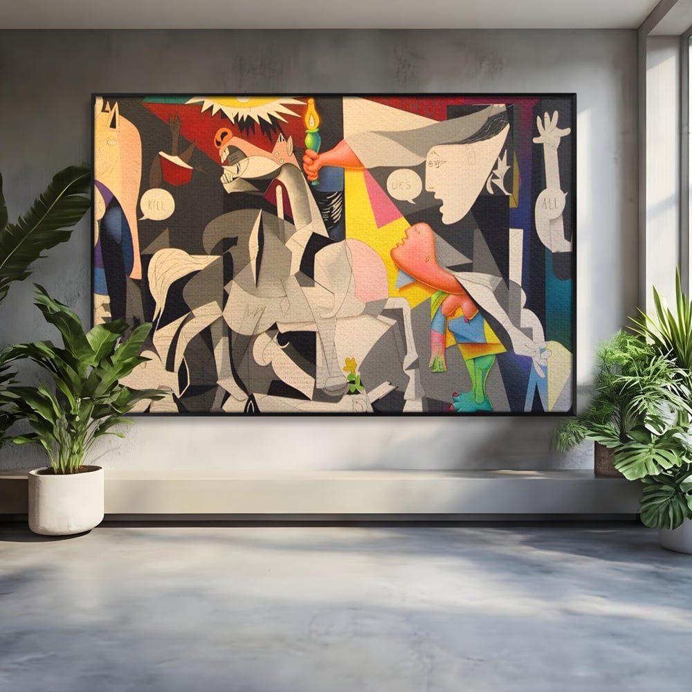 Tablou Canvas Premium LuxCanva® A1609, Guernica , Room, Pablo Picasso, Spatiu Simbolic, Patria Libertatii Basce, Abstract, Dormitor, Culori Vibrante