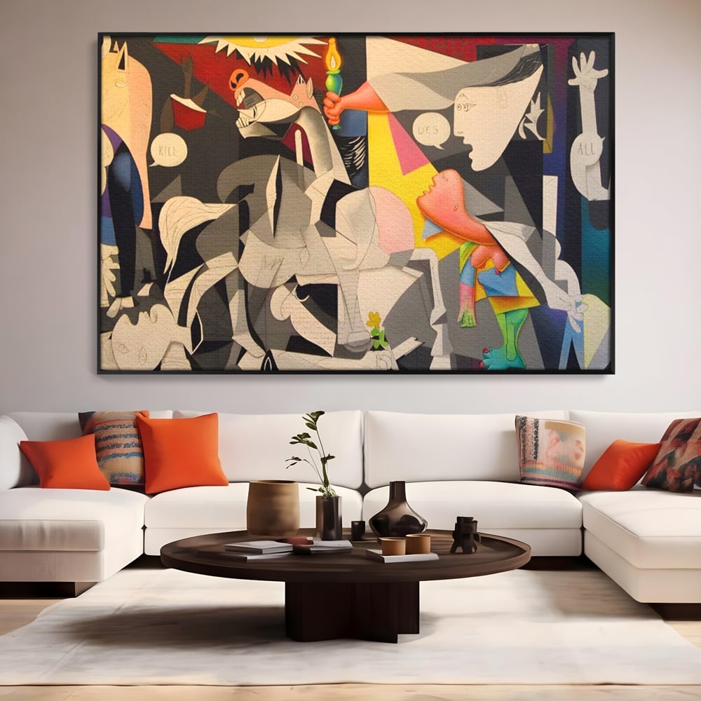 Tablou Canvas Premium LuxCanva® A1609, Guernica , Room, Pablo Picasso, Spatiu Simbolic, Patria Libertatii Basce, Abstract, Dormitor, Culori Vibrante