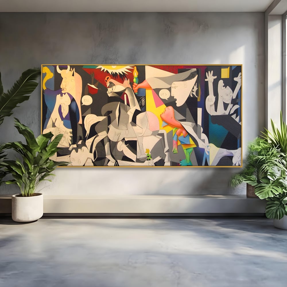 Tablou Canvas Premium LuxCanva® A1609, Guernica , Room, Pablo Picasso, Spatiu Simbolic, Patria Libertatii Basce, Abstract, Dormitor, Culori Vibrante