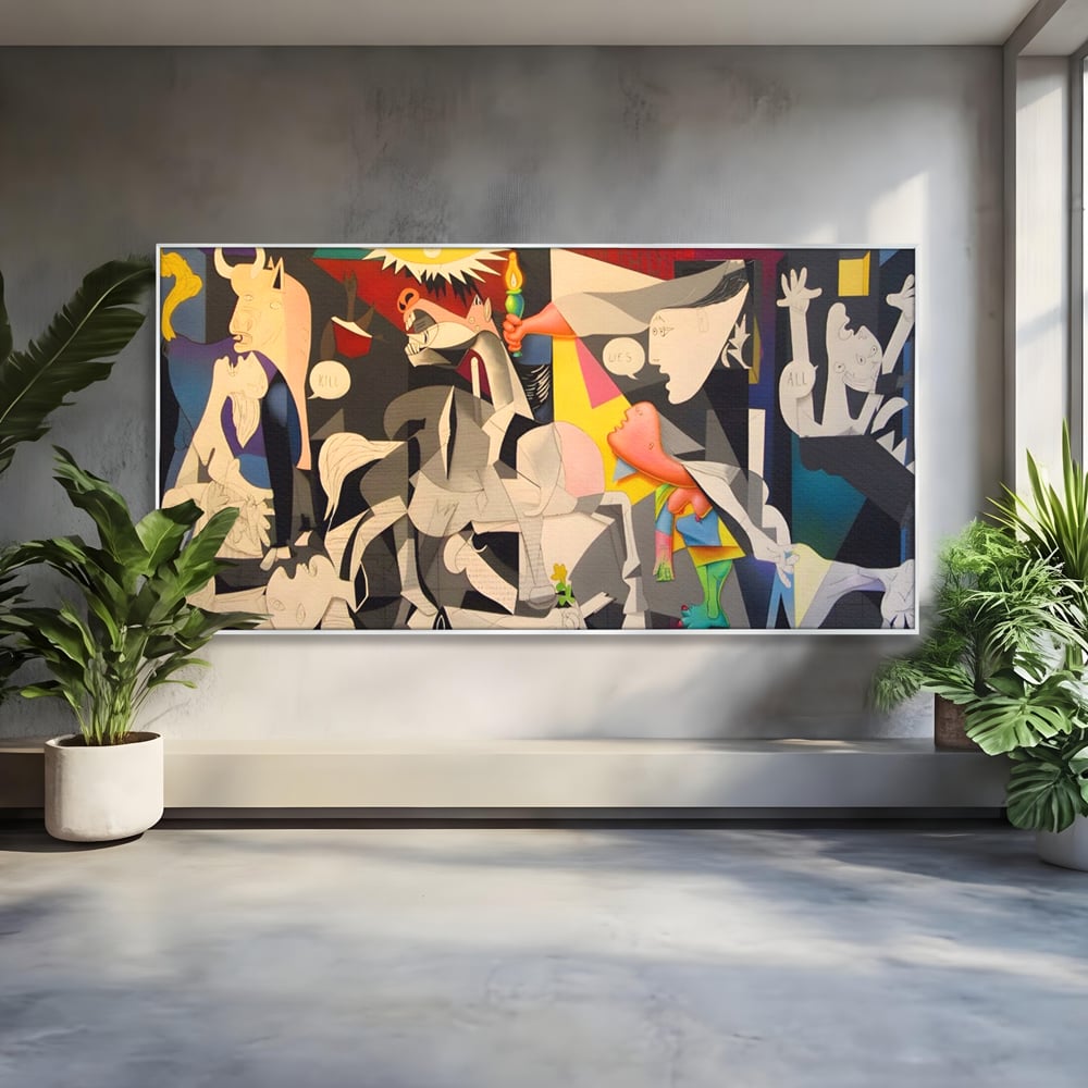 Tablou Canvas Premium LuxCanva® A1609, Guernica , Room, Pablo Picasso, Spatiu Simbolic, Patria Libertatii Basce, Abstract, Dormitor, Culori Vibrante