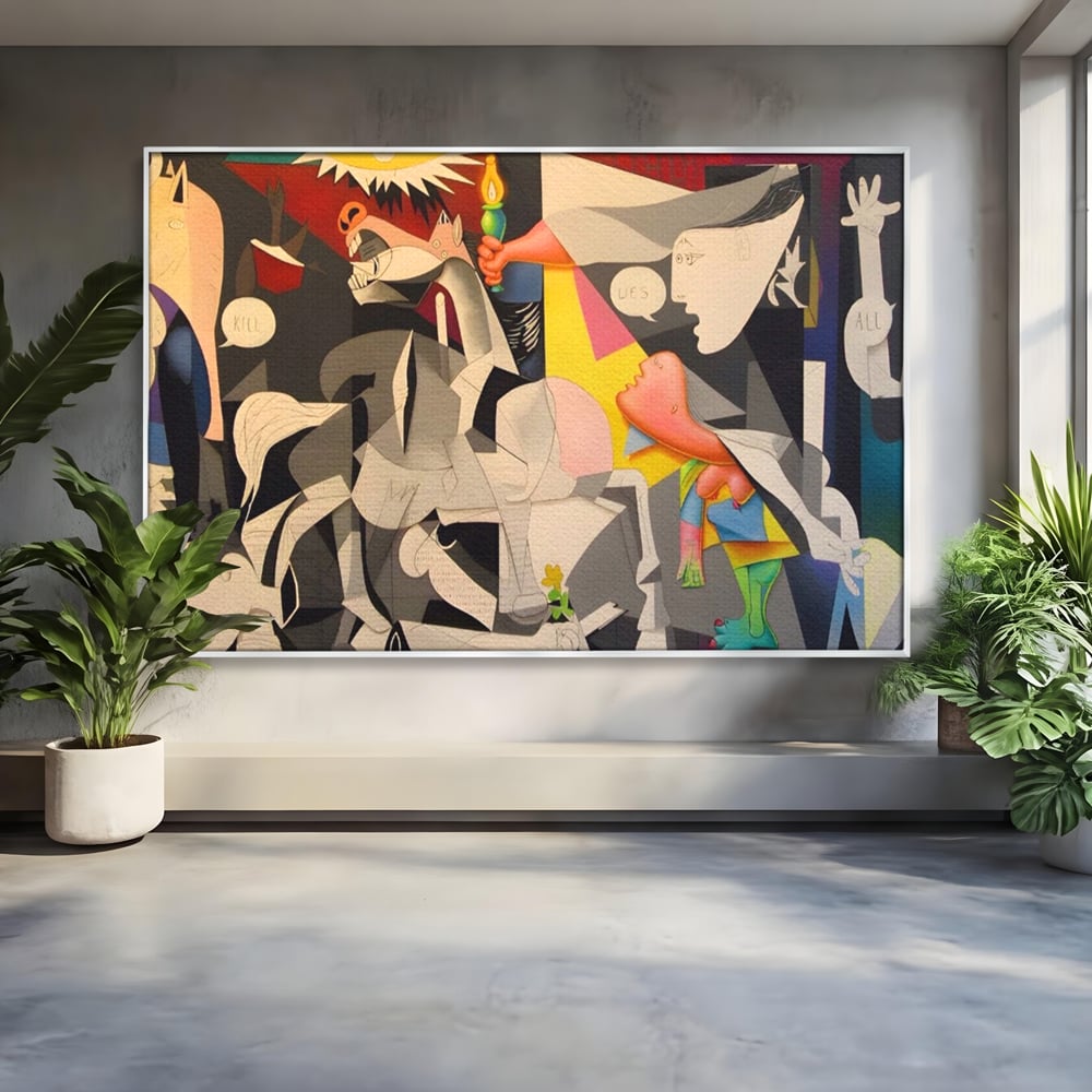 Tablou Canvas Premium LuxCanva® A1609, Guernica , Room, Pablo Picasso, Spatiu Simbolic, Patria Libertatii Basce, Abstract, Dormitor, Culori Vibrante