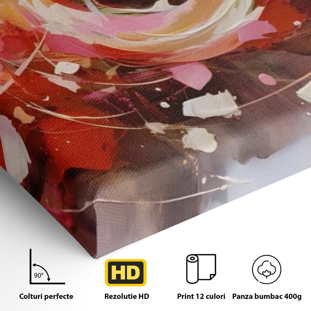 Tablou Canvas Premium LuxCanva® A1611, Abstract Floral , Room, Decorativ, Floare, Amestec Colorat, Dormitor, Culori Vibrante