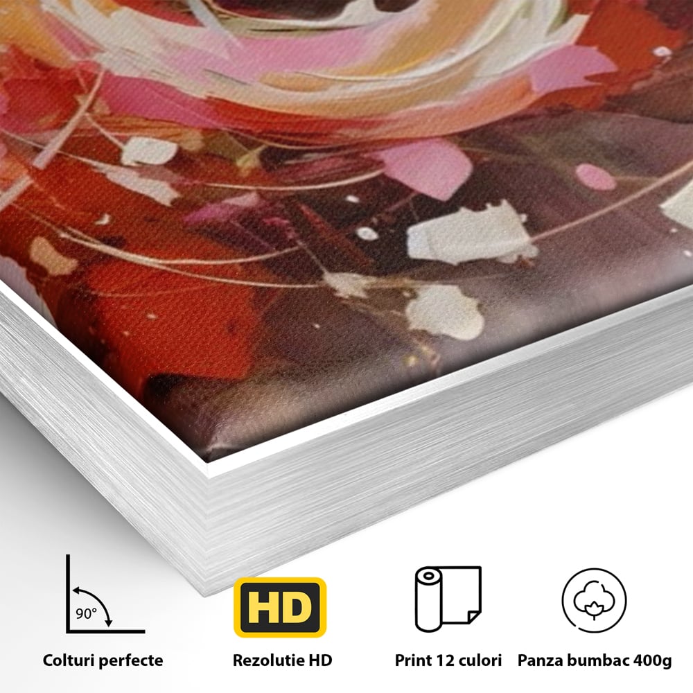 Tablou Canvas Premium LuxCanva® A1611, Abstract Floral , Room, Decorativ, Floare, Amestec Colorat, Dormitor, Culori Vibrante