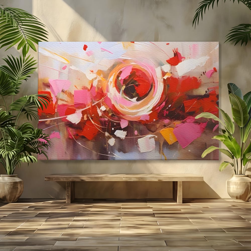 Tablou Canvas Premium LuxCanva® A1611, Abstract Floral , Room, Decorativ, Floare, Amestec Colorat, Dormitor, Culori Vibrante