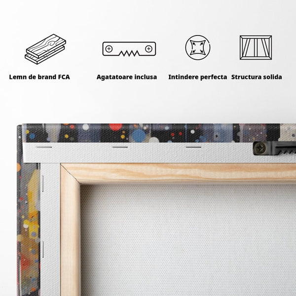 Tablou Canvas Premium LuxCanva® A1613, Un Oras Abstract , Living, Oameni, Lumini, Cladiri, Decorativ, Dormitor, Culori Vibrante