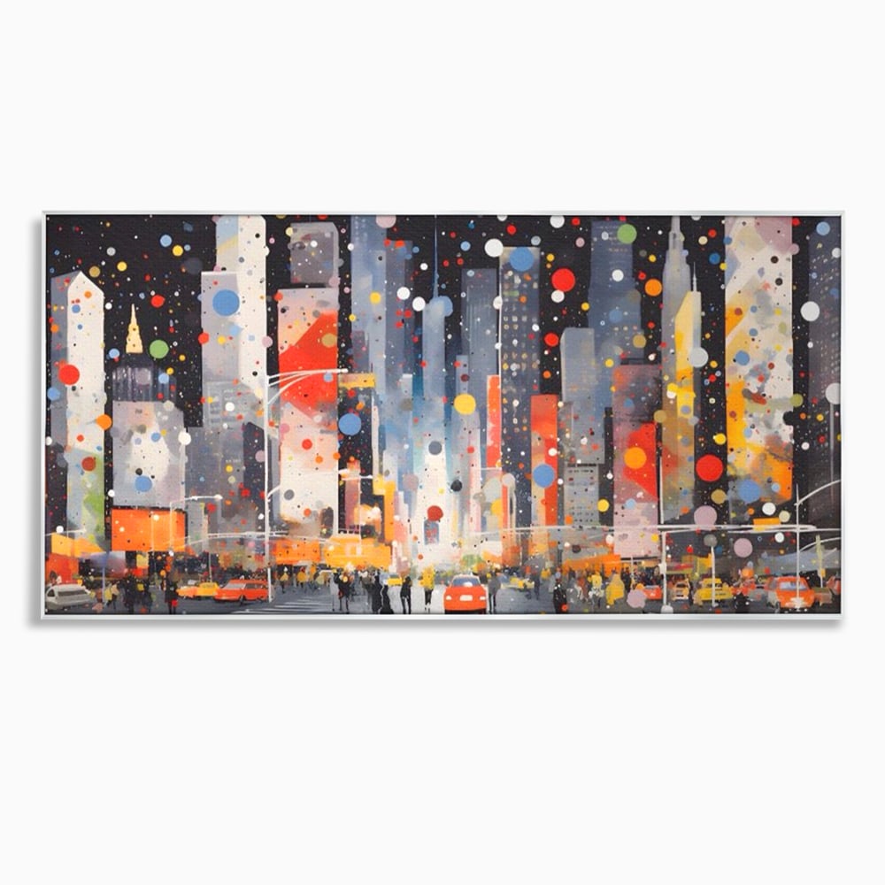 Tablou Canvas Premium LuxCanva® A1613, Un Oras Abstract , Living, Oameni, Lumini, Cladiri, Decorativ, Dormitor, Culori Vibrante