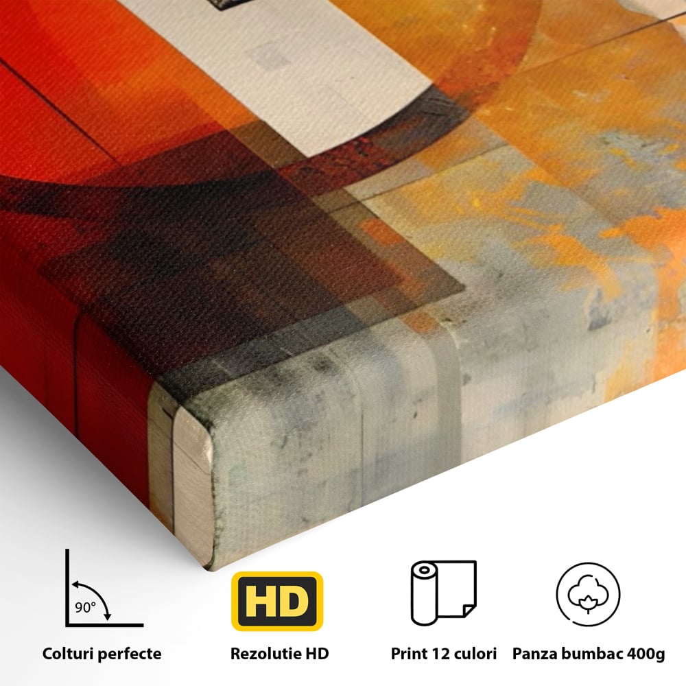 Tablou Canvas Premium LuxCanva® A1614, Abstractie In Desen , Living, Cerc, Sfera, Decorativ, Dormitor, Culori Vibrante