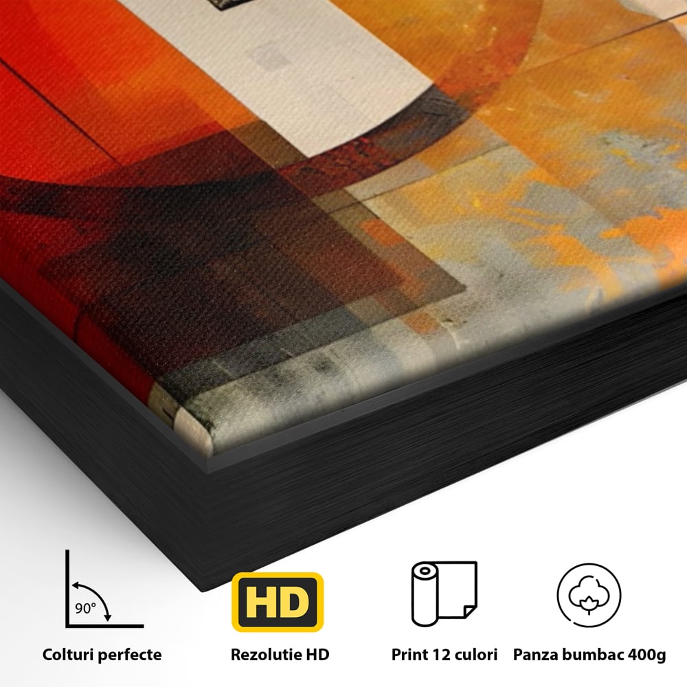 Tablou Canvas Premium LuxCanva® A1614, Abstractie In Desen , Living, Cerc, Sfera, Decorativ, Dormitor, Culori Vibrante