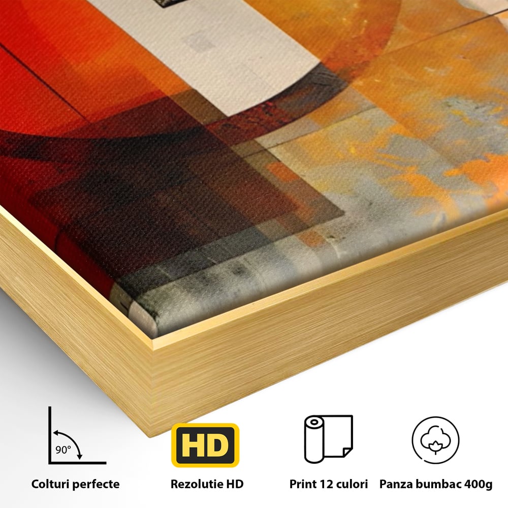 Tablou Canvas Premium LuxCanva® A1614, Abstractie In Desen , Living, Cerc, Sfera, Decorativ, Dormitor, Culori Vibrante