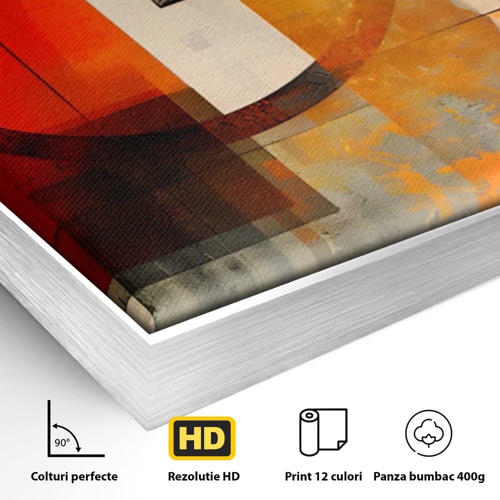 Tablou Canvas Premium LuxCanva® A1614, Abstractie In Desen , Living, Cerc, Sfera, Decorativ, Dormitor, Culori Vibrante
