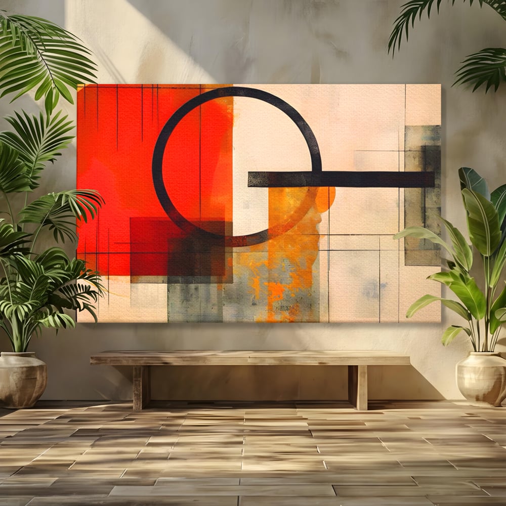 Tablou Canvas Premium LuxCanva® A1614, Abstractie In Desen , Living, Cerc, Sfera, Decorativ, Dormitor, Culori Vibrante