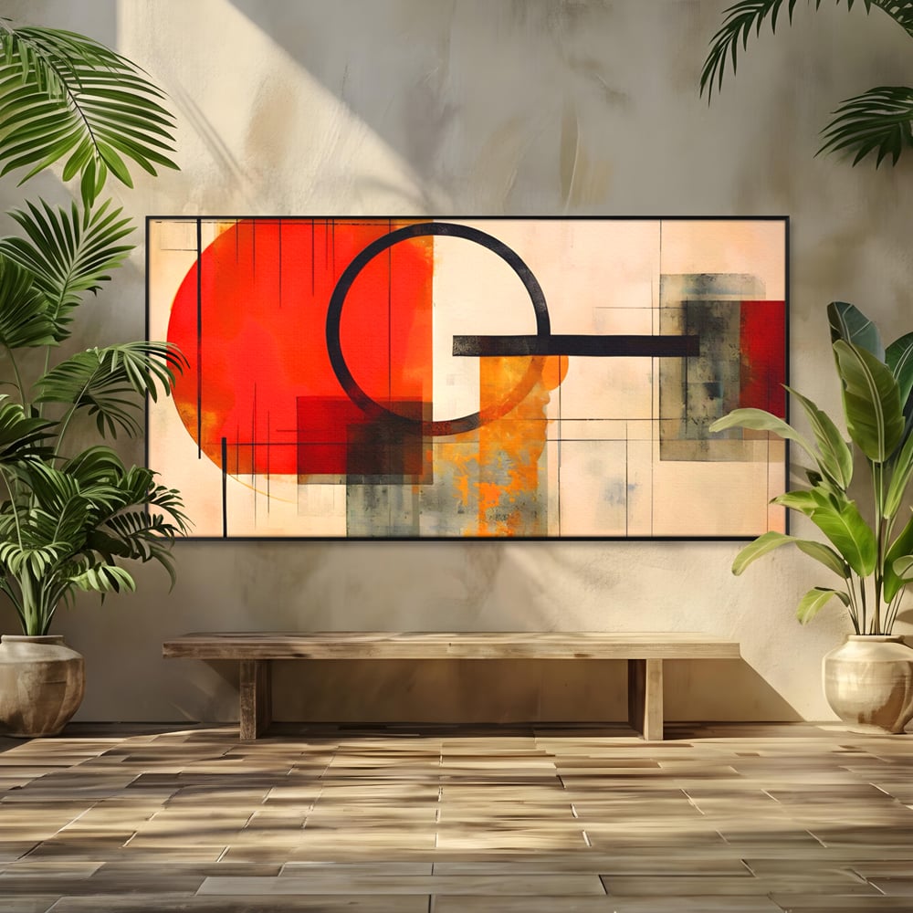 Tablou Canvas Premium LuxCanva® A1614, Abstractie In Desen , Living, Cerc, Sfera, Decorativ, Dormitor, Culori Vibrante