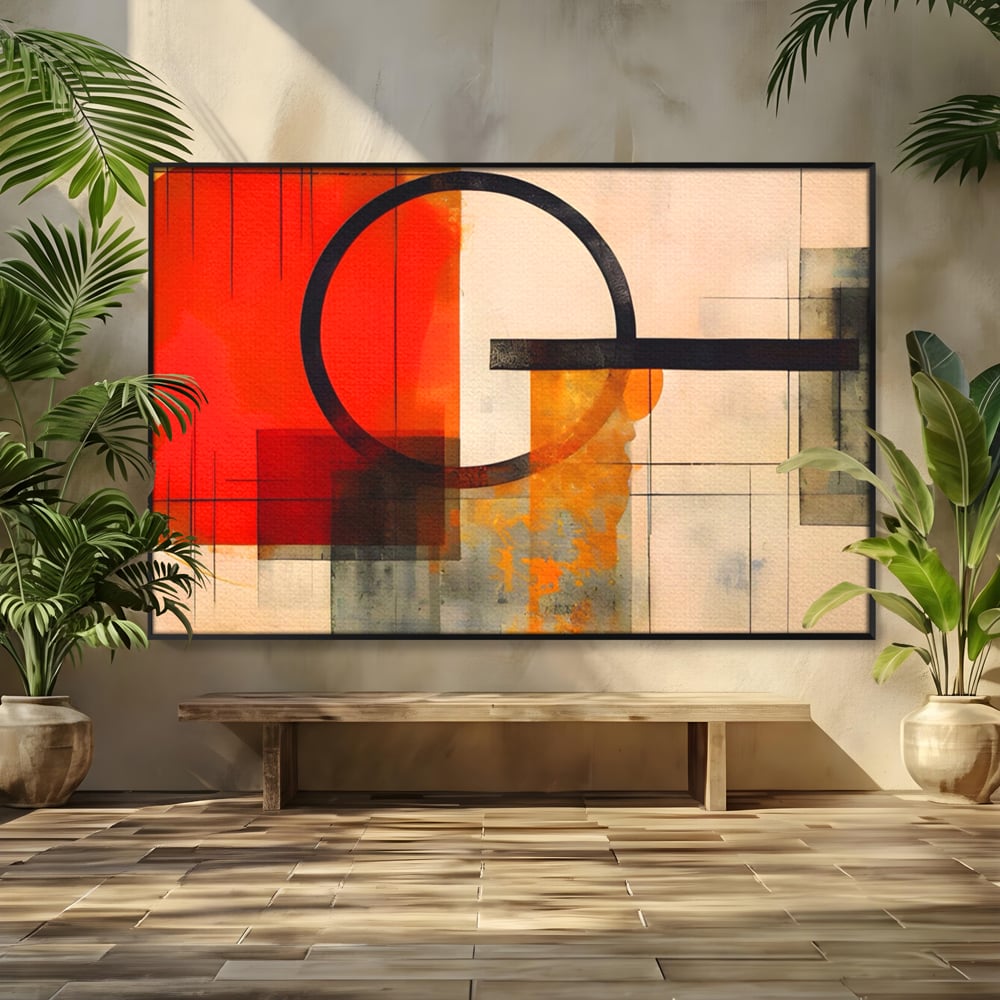 Tablou Canvas Premium LuxCanva® A1614, Abstractie In Desen , Living, Cerc, Sfera, Decorativ, Dormitor, Culori Vibrante