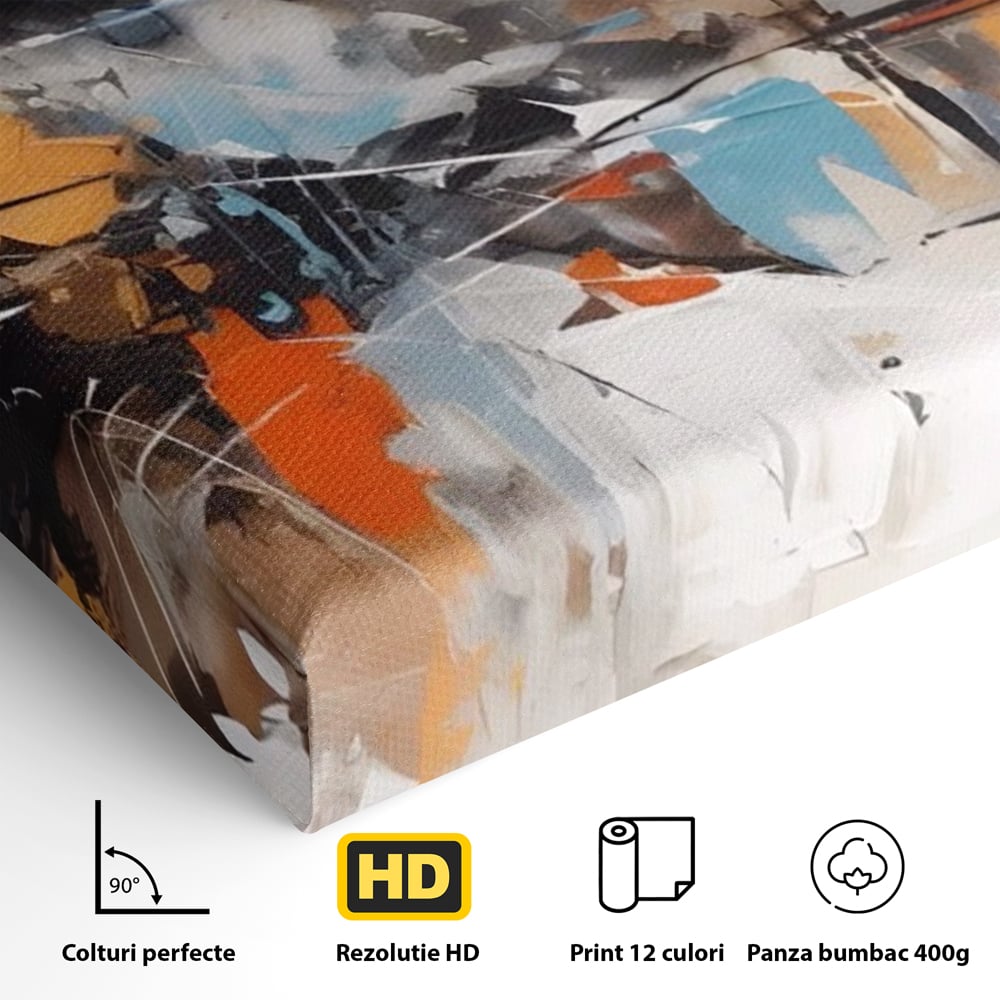 Tablou Canvas Premium LuxCanva® A1615, Un Dans Al Culorilor , Living, Blue, Linii, Pensulat, Decorativ, Dormitor, Culori Vibrante
