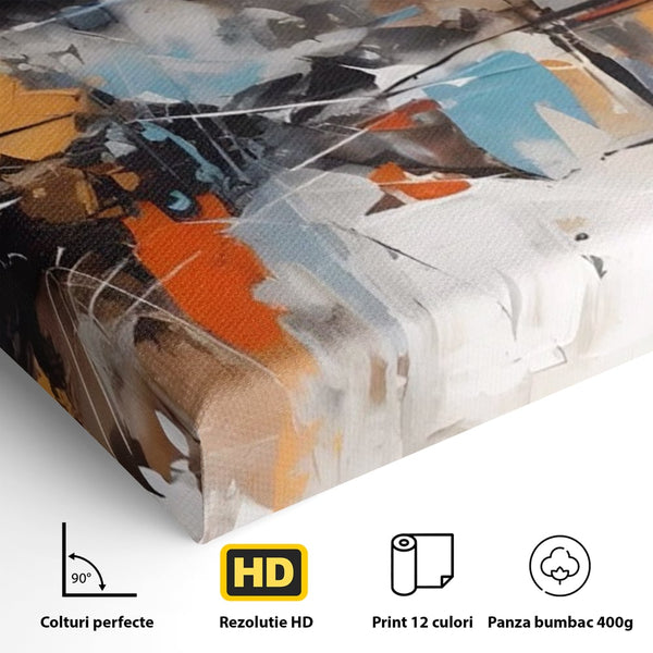 Tablou Canvas Premium LuxCanva® A1615, Un Dans Al Culorilor , Living, Blue, Linii, Pensulat, Decorativ, Dormitor, Culori Vibrante