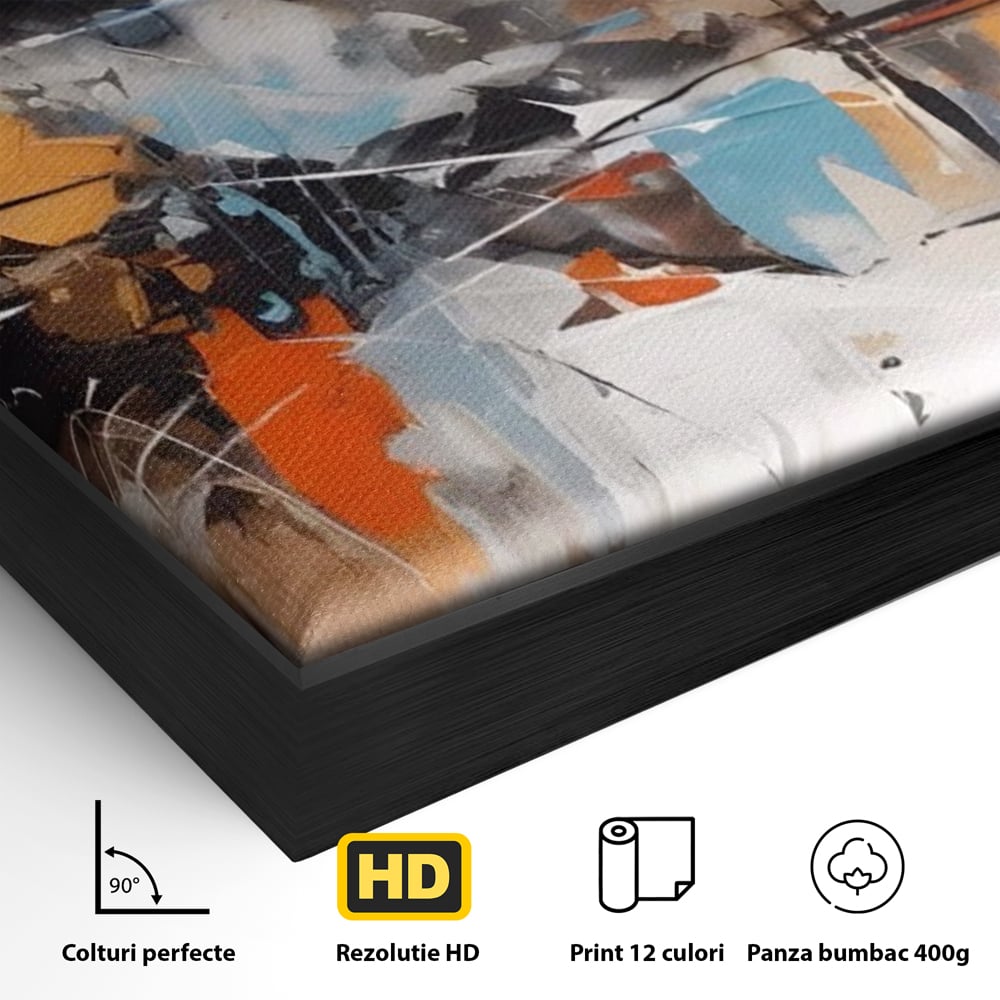 Tablou Canvas Premium LuxCanva® A1615, Un Dans Al Culorilor , Living, Blue, Linii, Pensulat, Decorativ, Dormitor, Culori Vibrante
