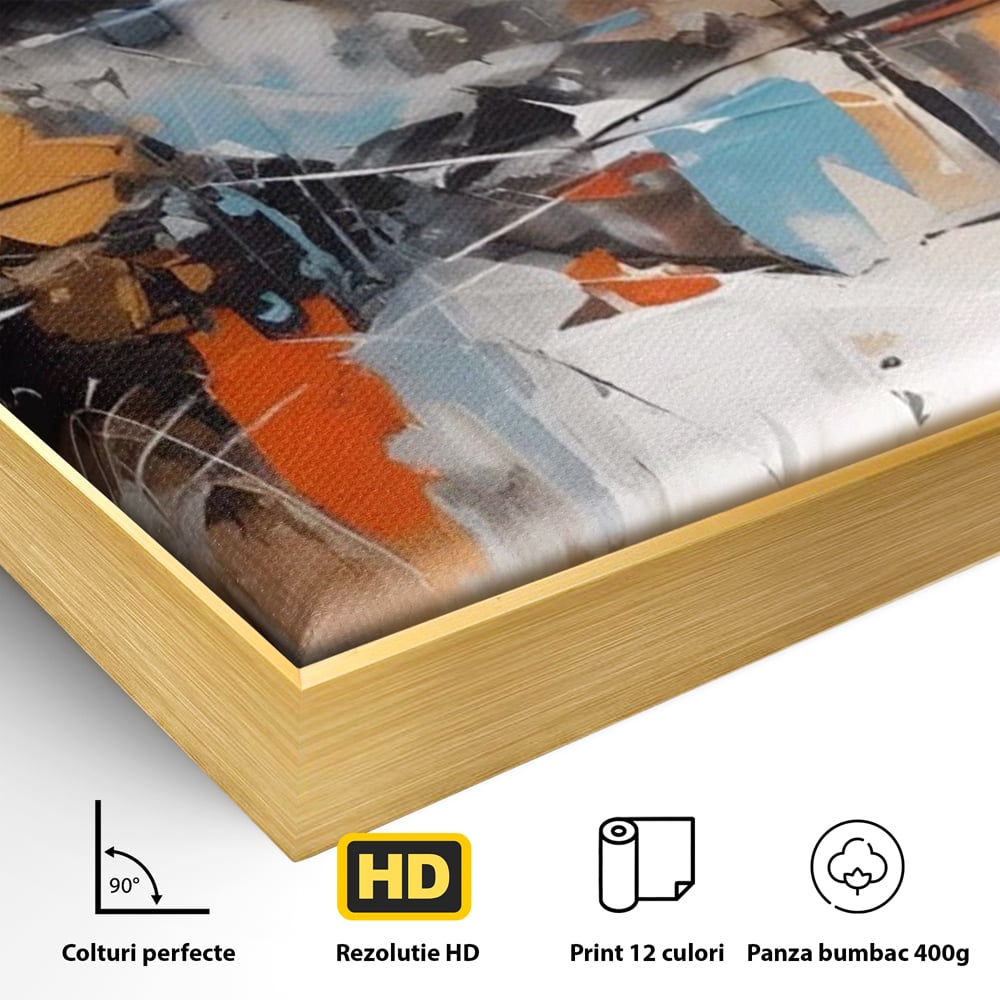 Tablou Canvas Premium LuxCanva® A1615, Un Dans Al Culorilor , Living, Blue, Linii, Pensulat, Decorativ, Dormitor, Culori Vibrante