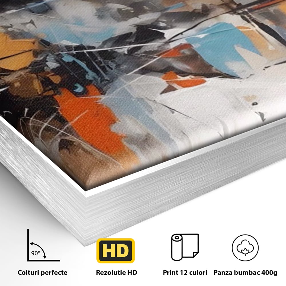 Tablou Canvas Premium LuxCanva® A1615, Un Dans Al Culorilor , Living, Blue, Linii, Pensulat, Decorativ, Dormitor, Culori Vibrante