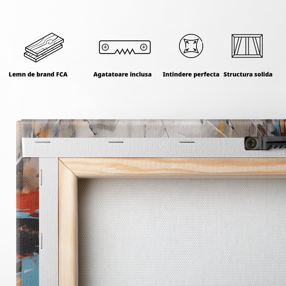 Tablou Canvas Premium LuxCanva® A1615, Un Dans Al Culorilor , Living, Blue, Linii, Pensulat, Decorativ, Dormitor, Culori Vibrante