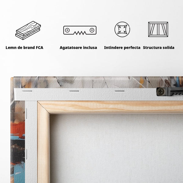 Tablou Canvas Premium LuxCanva® A1615, Un Dans Al Culorilor , Living, Blue, Linii, Pensulat, Decorativ, Dormitor, Culori Vibrante