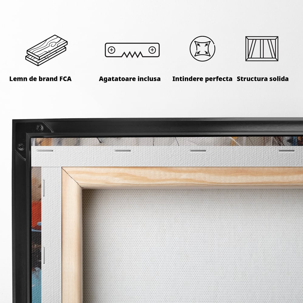 Tablou Canvas Premium LuxCanva® A1615, Un Dans Al Culorilor , Living, Blue, Linii, Pensulat, Decorativ, Dormitor, Culori Vibrante