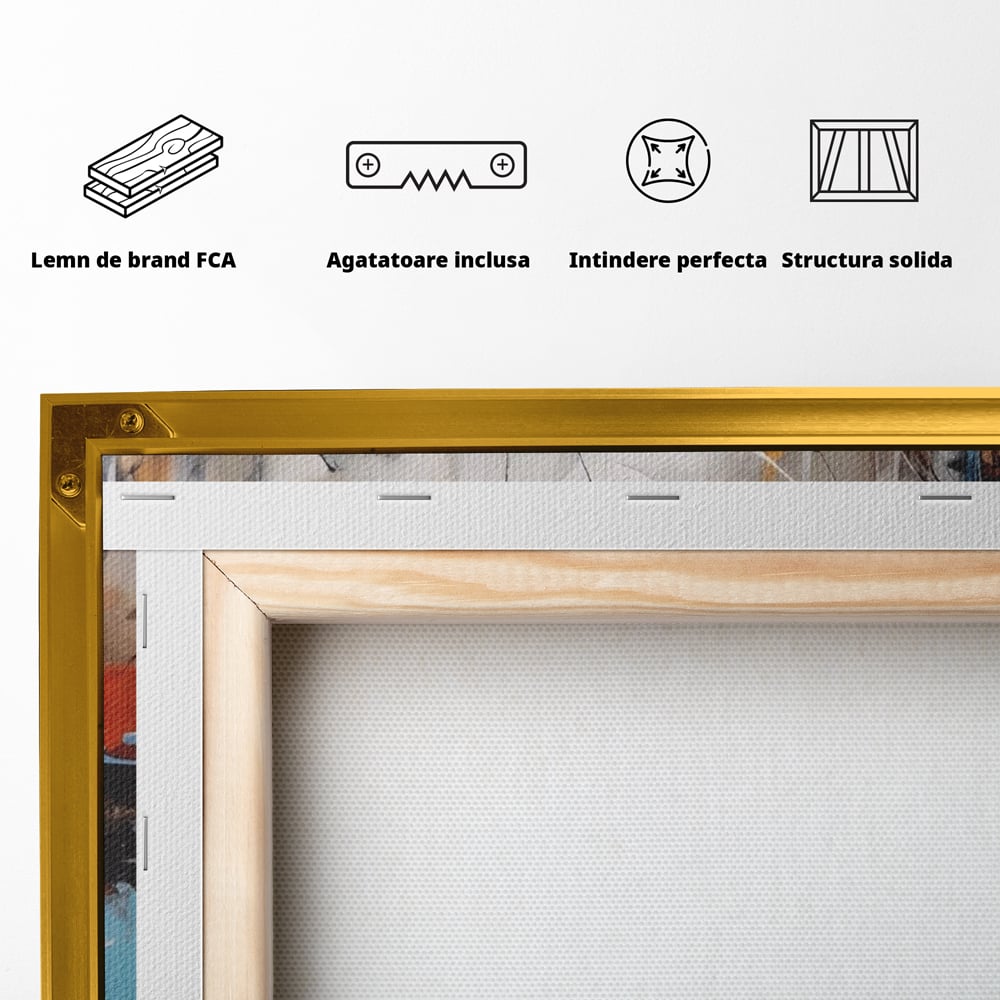 Tablou Canvas Premium LuxCanva® A1615, Un Dans Al Culorilor , Living, Blue, Linii, Pensulat, Decorativ, Dormitor, Culori Vibrante