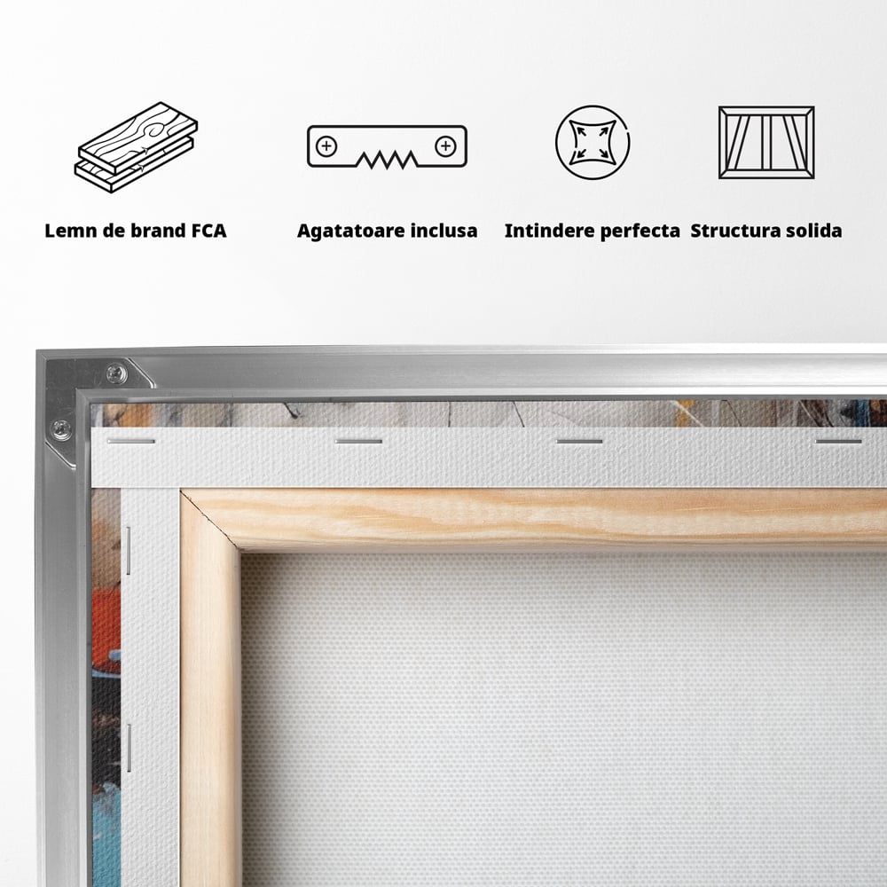 Tablou Canvas Premium LuxCanva® A1615, Un Dans Al Culorilor , Living, Blue, Linii, Pensulat, Decorativ, Dormitor, Culori Vibrante