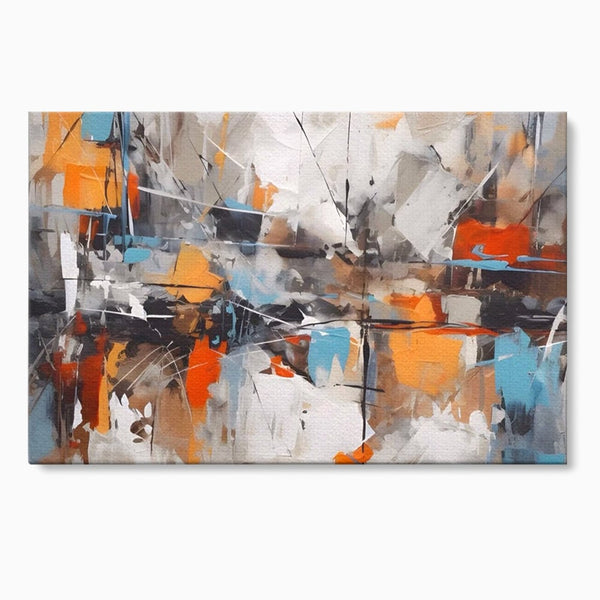 Tablou Canvas Premium LuxCanva® A1615, Un Dans Al Culorilor , Living, Blue, Linii, Pensulat, Decorativ, Dormitor, Culori Vibrante