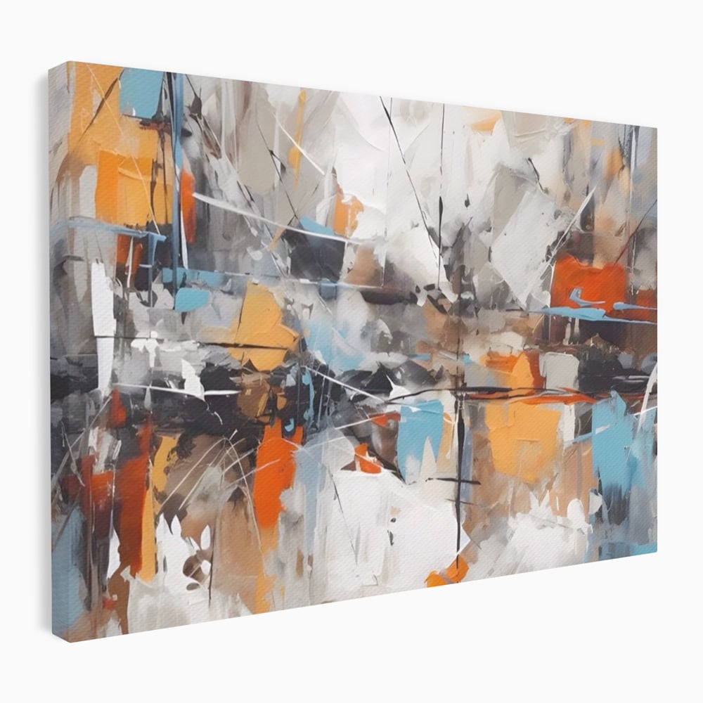 Tablou Canvas Premium LuxCanva® A1615, Un Dans Al Culorilor , Living, Blue, Linii, Pensulat, Decorativ, Dormitor, Culori Vibrante
