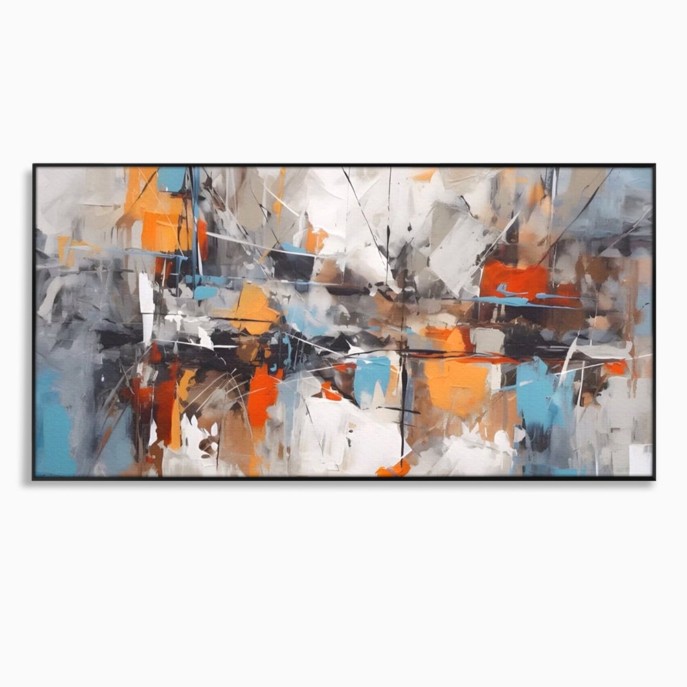 Tablou Canvas Premium LuxCanva® A1615, Un Dans Al Culorilor , Living, Blue, Linii, Pensulat, Decorativ, Dormitor, Culori Vibrante