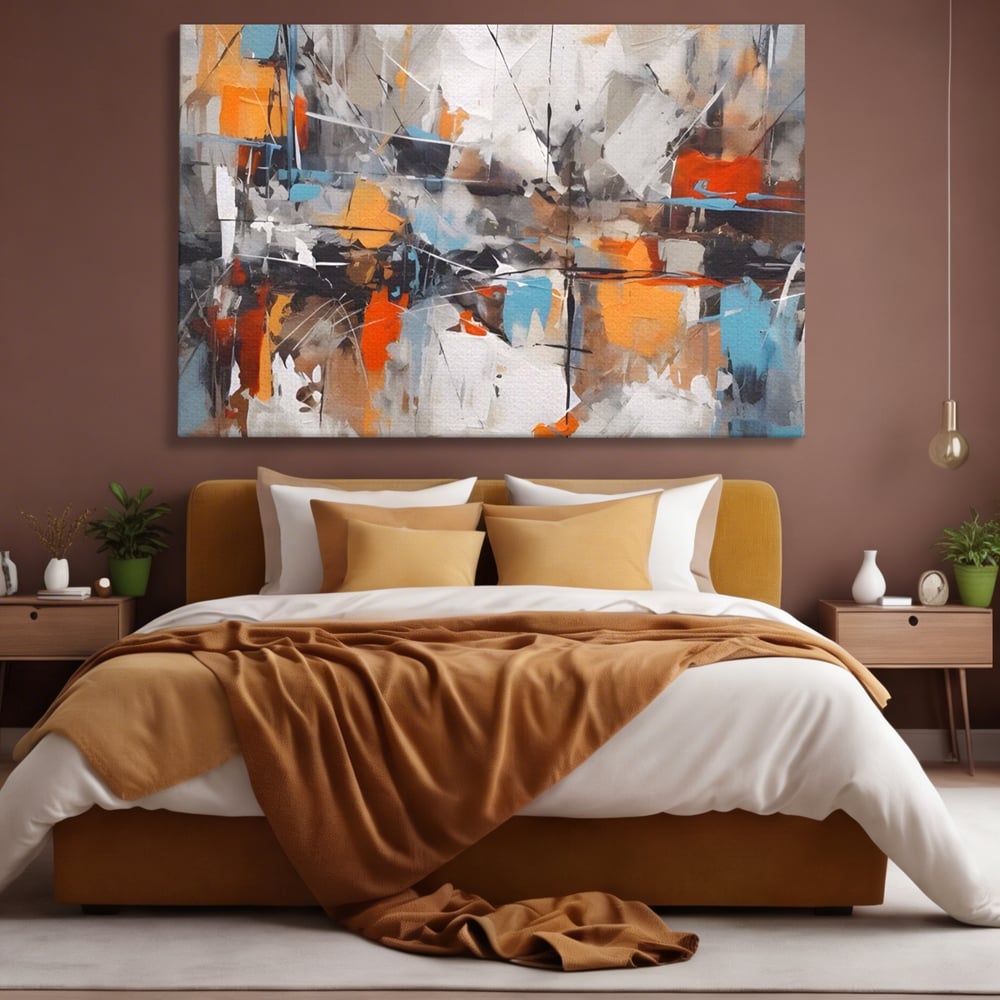 Tablou Canvas Premium LuxCanva® A1615, Un Dans Al Culorilor , Living, Blue, Linii, Pensulat, Decorativ, Dormitor, Culori Vibrante