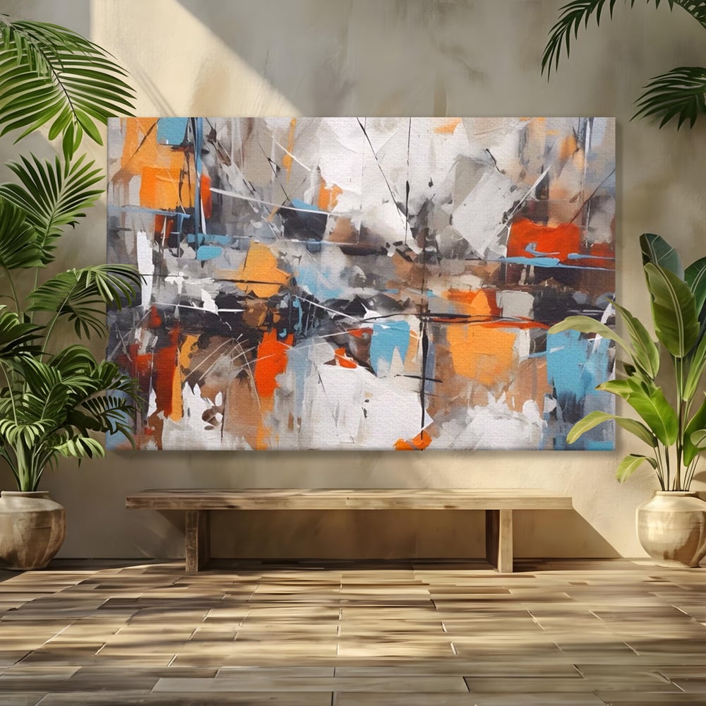 Tablou Canvas Premium LuxCanva® A1615, Un Dans Al Culorilor , Living, Blue, Linii, Pensulat, Decorativ, Dormitor, Culori Vibrante