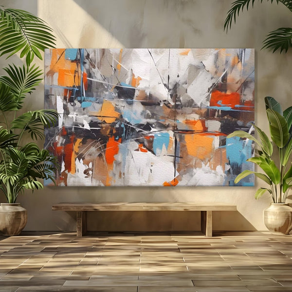 Tablou Canvas Premium LuxCanva® A1615, Un Dans Al Culorilor , Living, Blue, Linii, Pensulat, Decorativ, Dormitor, Culori Vibrante