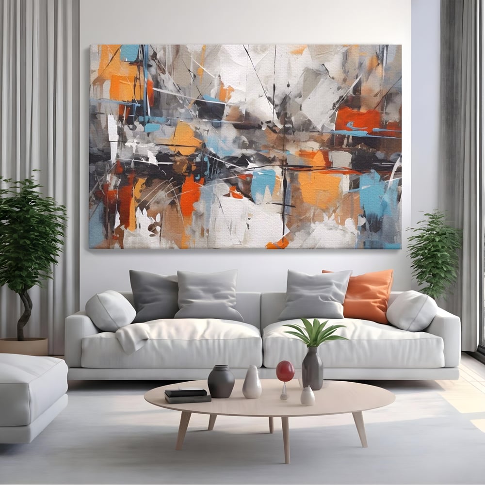 Tablou Canvas Premium LuxCanva® A1615, Un Dans Al Culorilor , Living, Blue, Linii, Pensulat, Decorativ, Dormitor, Culori Vibrante