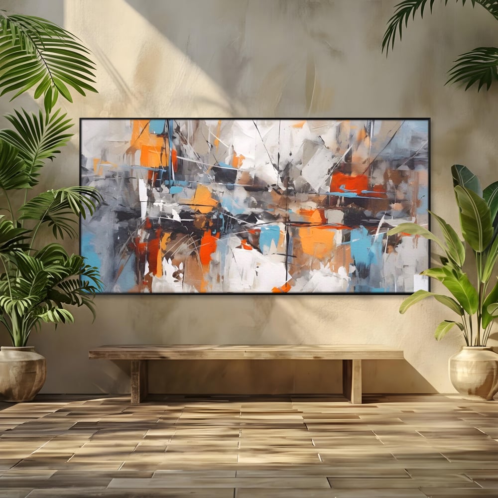Tablou Canvas Premium LuxCanva® A1615, Un Dans Al Culorilor , Living, Blue, Linii, Pensulat, Decorativ, Dormitor, Culori Vibrante