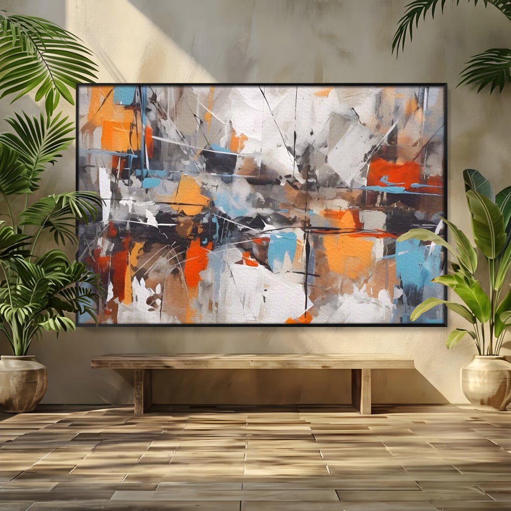 Tablou Canvas Premium LuxCanva® A1615, Un Dans Al Culorilor , Living, Blue, Linii, Pensulat, Decorativ, Dormitor, Culori Vibrante